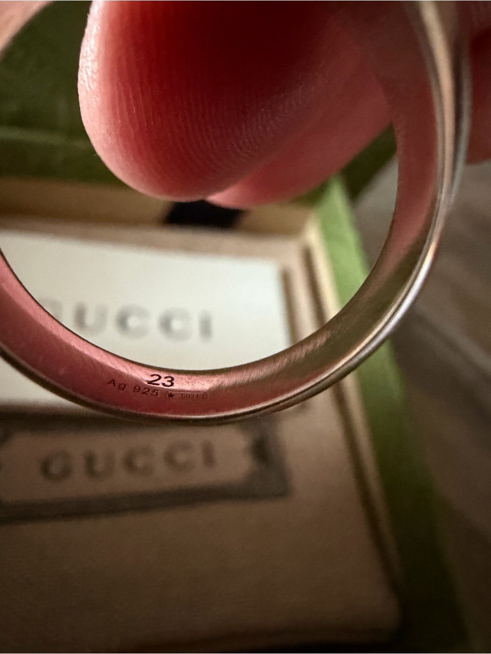 Gucci Trademark Sterling Silver Oval Signet Ringsize 10.5 - Picture 3 of 6